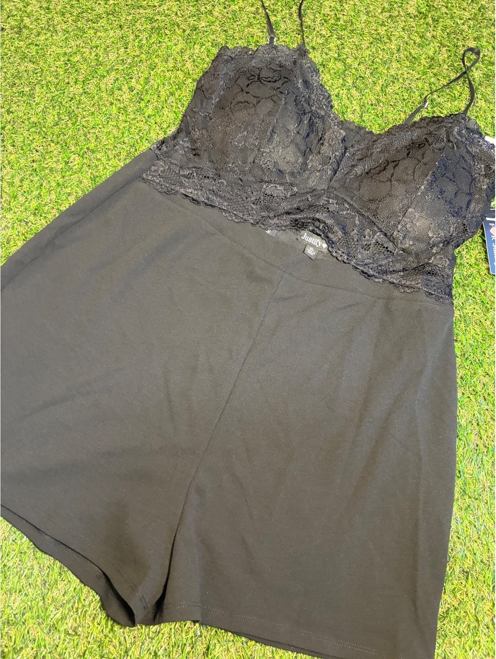 Justify Women's Black Lace Romper XL